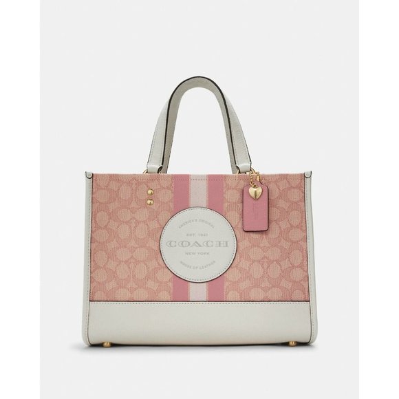 💘 Coach Dempsey Carryall In Signature Jacquard With Patch & Heart Charm - Picture 1 of 5